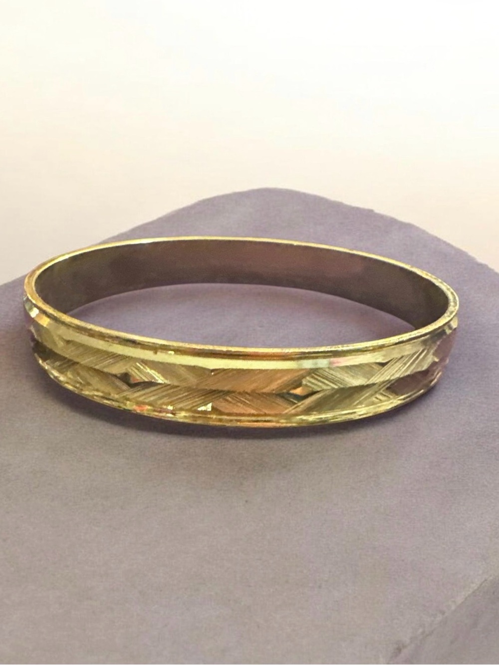Gold-Tone Braided Pattern Bangle Bracelet - Women Jewelry
924